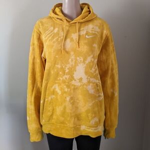 Nike embroidered logo yellow bleached hoodie, size medium
